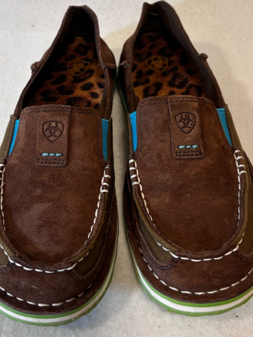 Ariat Cruiser Slip On Shoes Brown Leather Canvas Casual Womens 6.5B